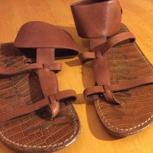 SAM EDELMAN Leather Ankle-Cuff Sandals, 6.5